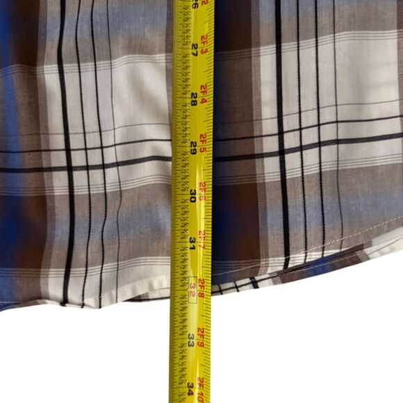 Gioberti Brown, Blue & White Plaid Short Sleeve Button Down Shirt Size XXL - Picture 10 of 11